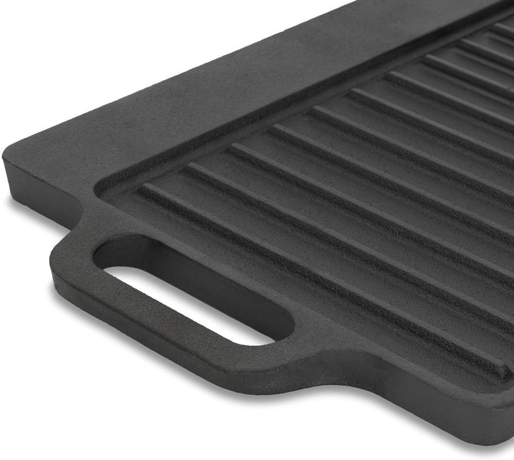 BBQ-Toro Gusseisen Grillplatte mit Griffen | 40 x 20,5 cm | Grillpfanne, beidseitig verwendbar | Rec