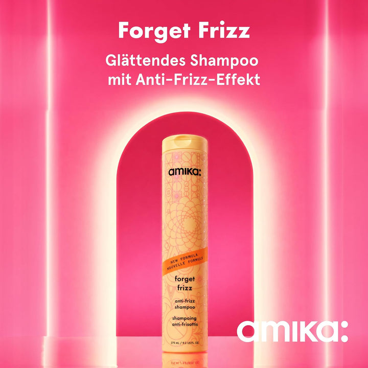 amika Forget Frizz Anti-Frizz Shampoo 275ml I Glättendes Shampoo gegen Frizz I Bis zu 72h Feuchtigke