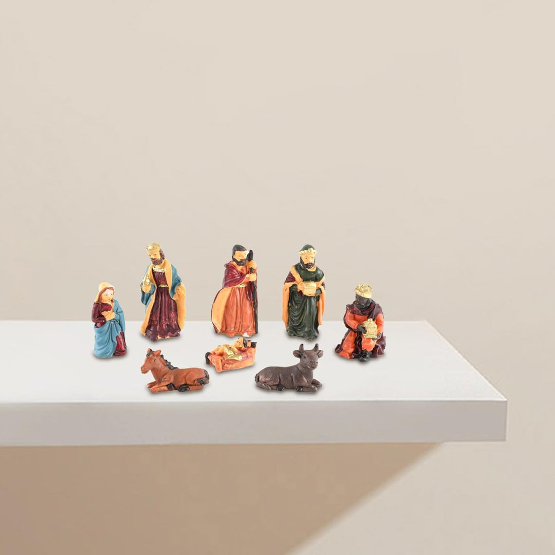 8pcs/festgelegte Weihnachtskrippe Sets Harzgeborene Set mit Jesuskind und Tieren realistische Krippe