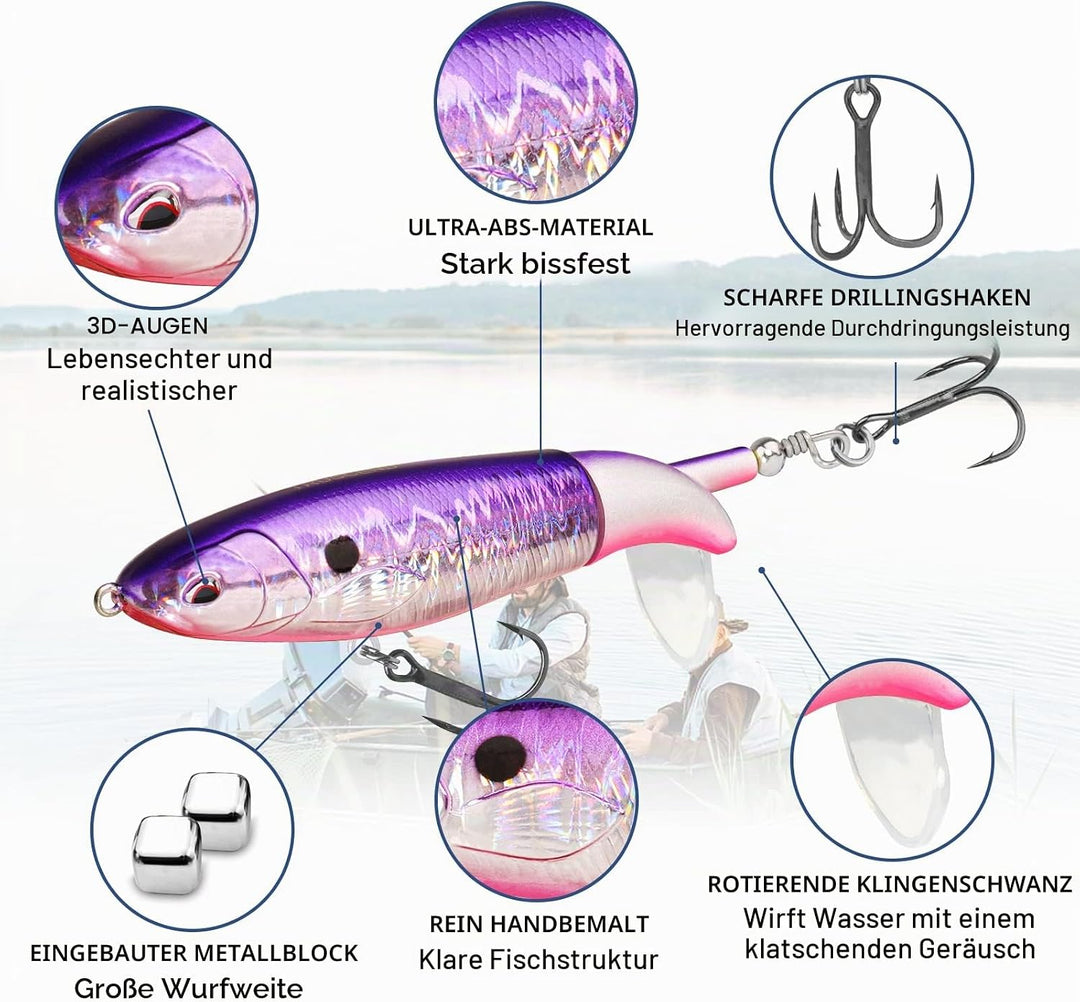 TRUSCEND Top Water Angelköder, Whopper Angelköder für Süsswasser oder Salzwasser, schwimmende Köder