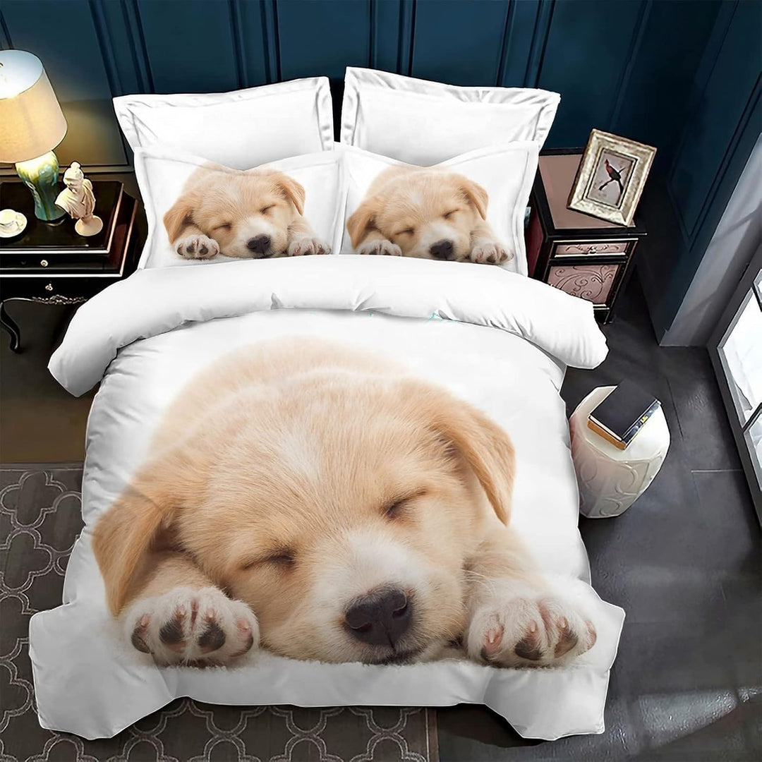 Hoimlm Kinder Bettwäsche 135x200 Hund bedruckter Bettbezug Kopfkissenbezug, Microfaser Bettbezug Set