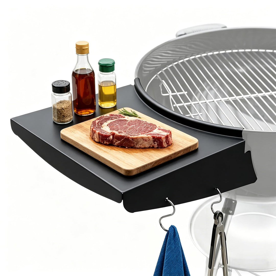 GFTIME Grill Beistelltisch für Weber 57 cm Kugelgrill, Master-Touch & Napoleon Kettle, Klappbarer BB