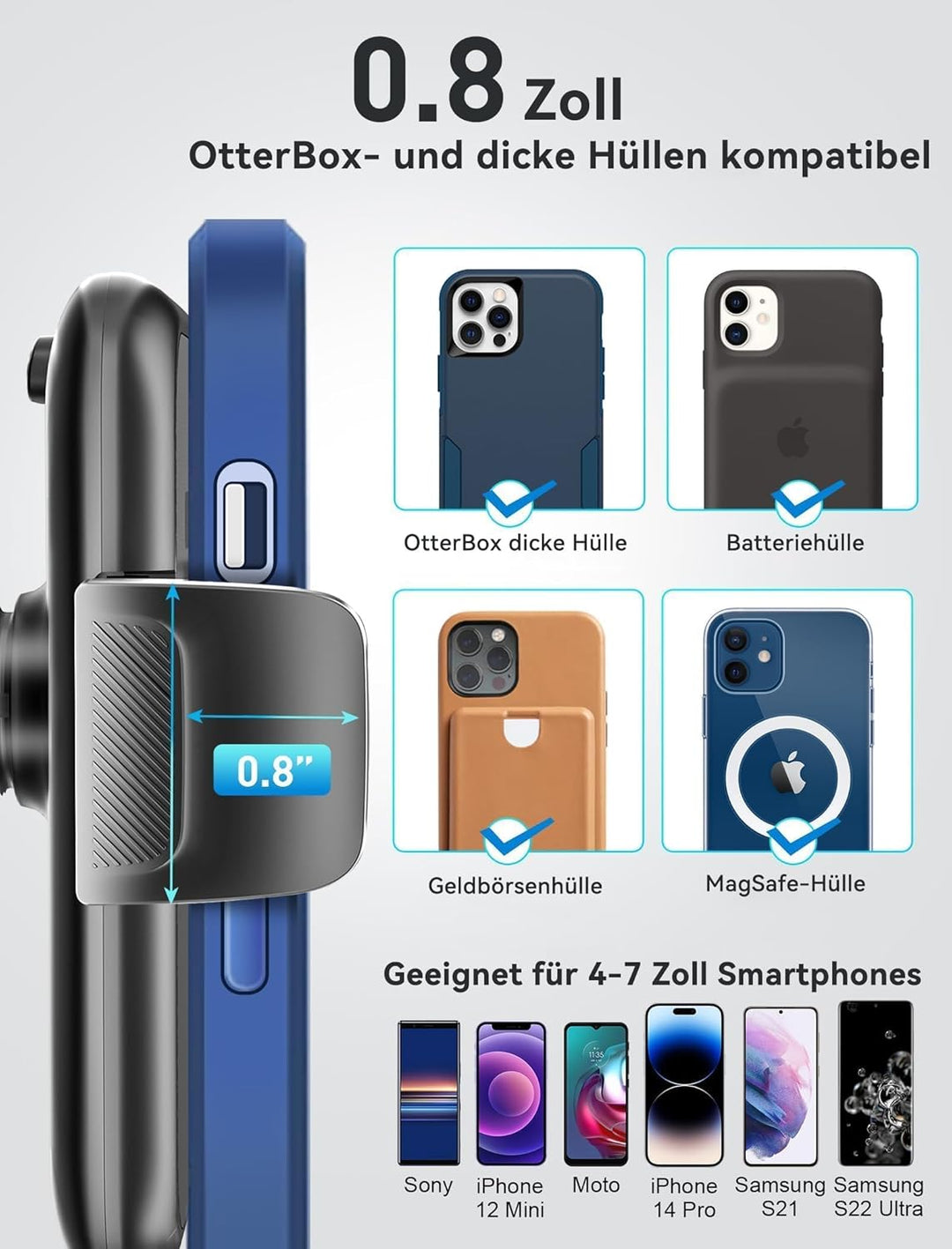 Topgo Handyhalterung für Getränkehalter, universal Verstellbarer Schwanenhals, Becherhalter Kfz-Halt