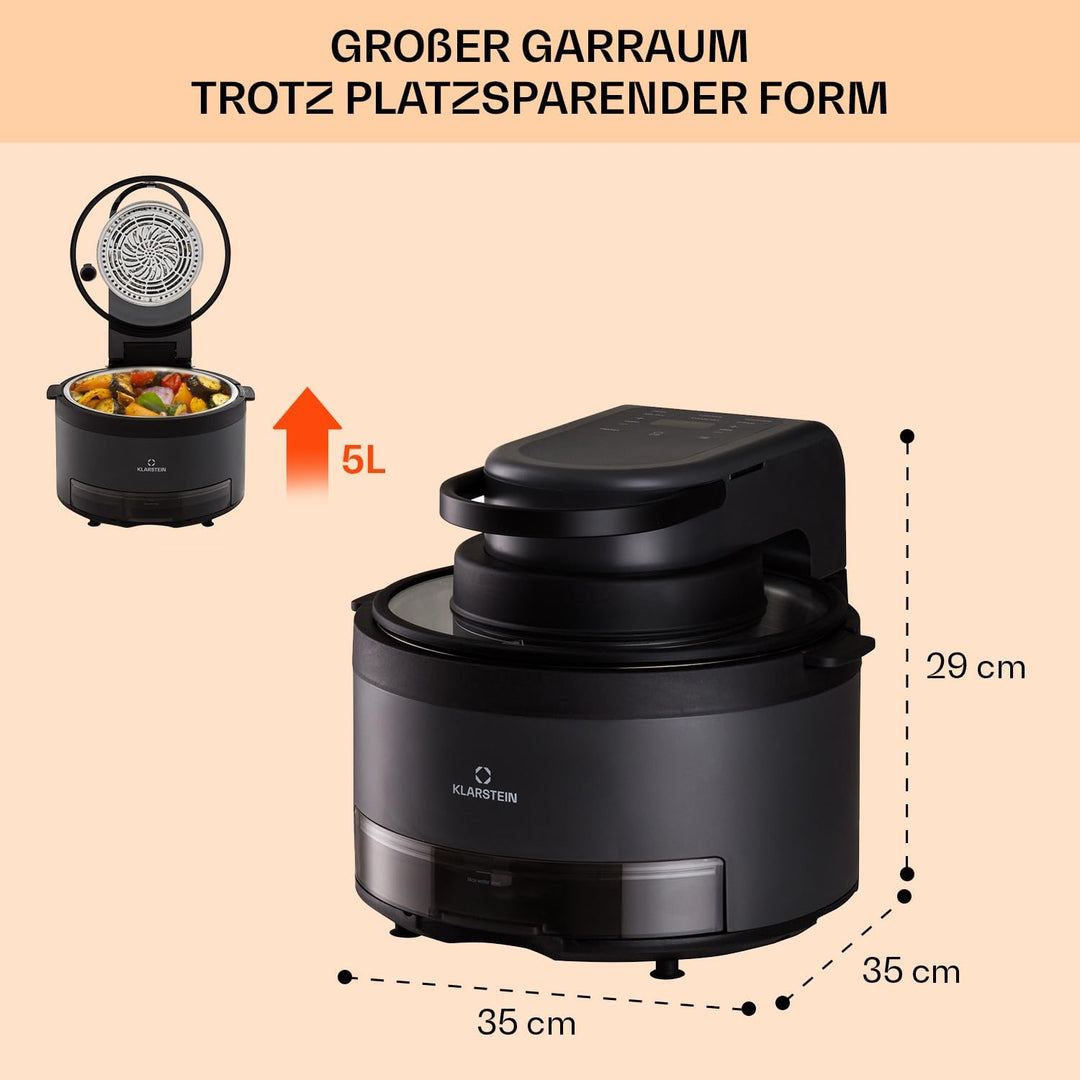 Klarstein Heissluftfritteuse 2-in-1, Airfryer mit Dampffunktion, Heissluftfriteuse zur Schnellaufhei
