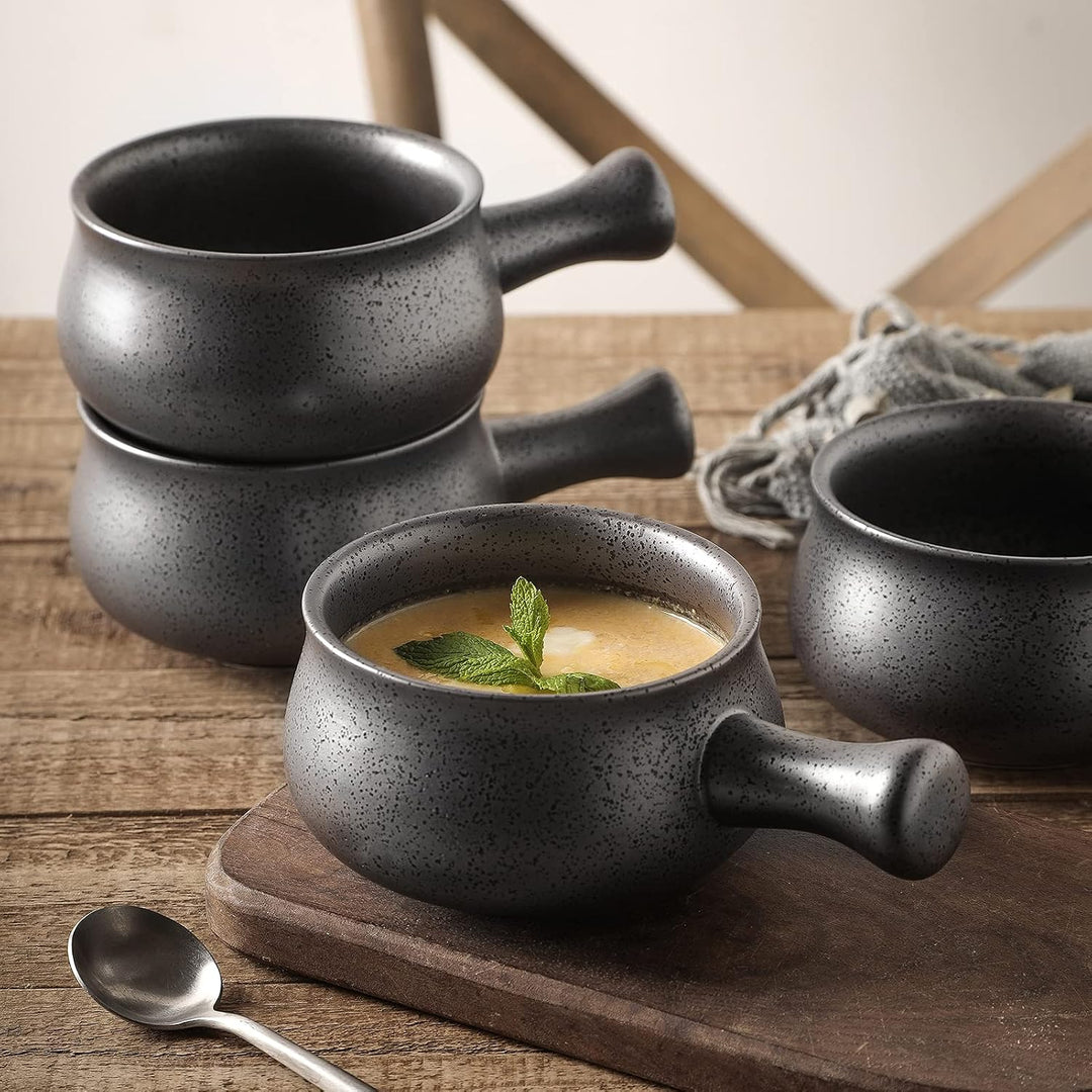 vicrays, Kunststoff, French Onion Suppenschalen mit Griffen, 740 ml für Suppe, Chili, Rindfleischein