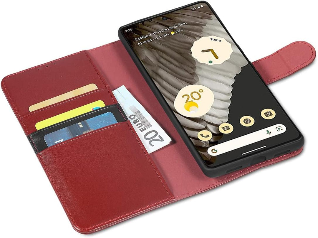 LENSUN Echtleder Hülle für Google Pixel 7 Pro, Handyhülle [Echtes Leder] [Kartenfach] [RFID Schutz]