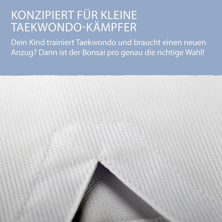 Ju-Sports Taekwondo Anzug Bonsai pro Weiss - Dobok speziell für Kinder &amp; Einsteiger inkl. weissem Gü