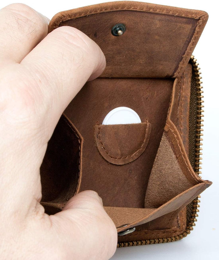 Born to be Wild Herren RFID Geldbörse aus Echtem Naturleder mit einem Skorpion und Metallkette
