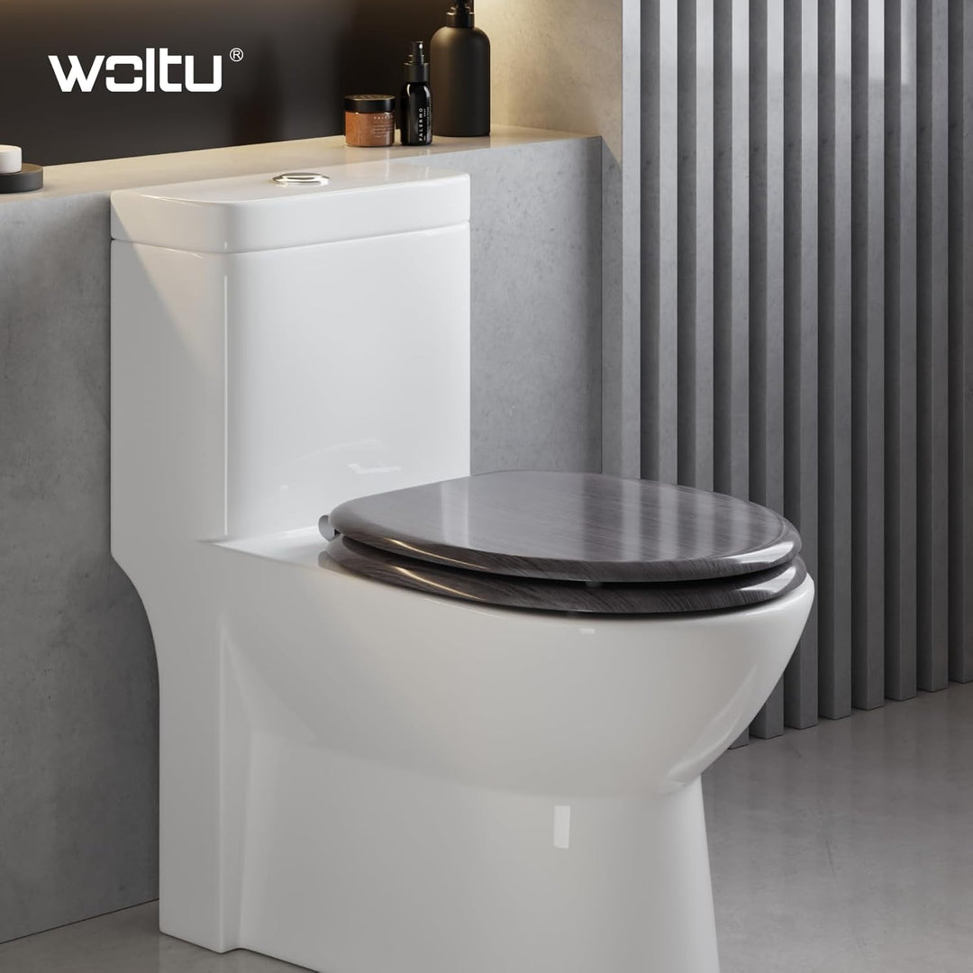 WOLTU #2 Premium WC-Sitz Toilettensitz mit Absenkautomatik, MDF Holzkern, Softclose Scharnier, Antib