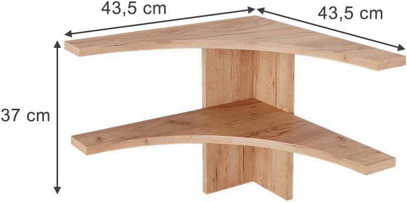Vicco Eckregal Roman, Goldkraft Eiche, 43.5 x 37 cm Sandeiche Eckregal, Sandeiche Eckregal