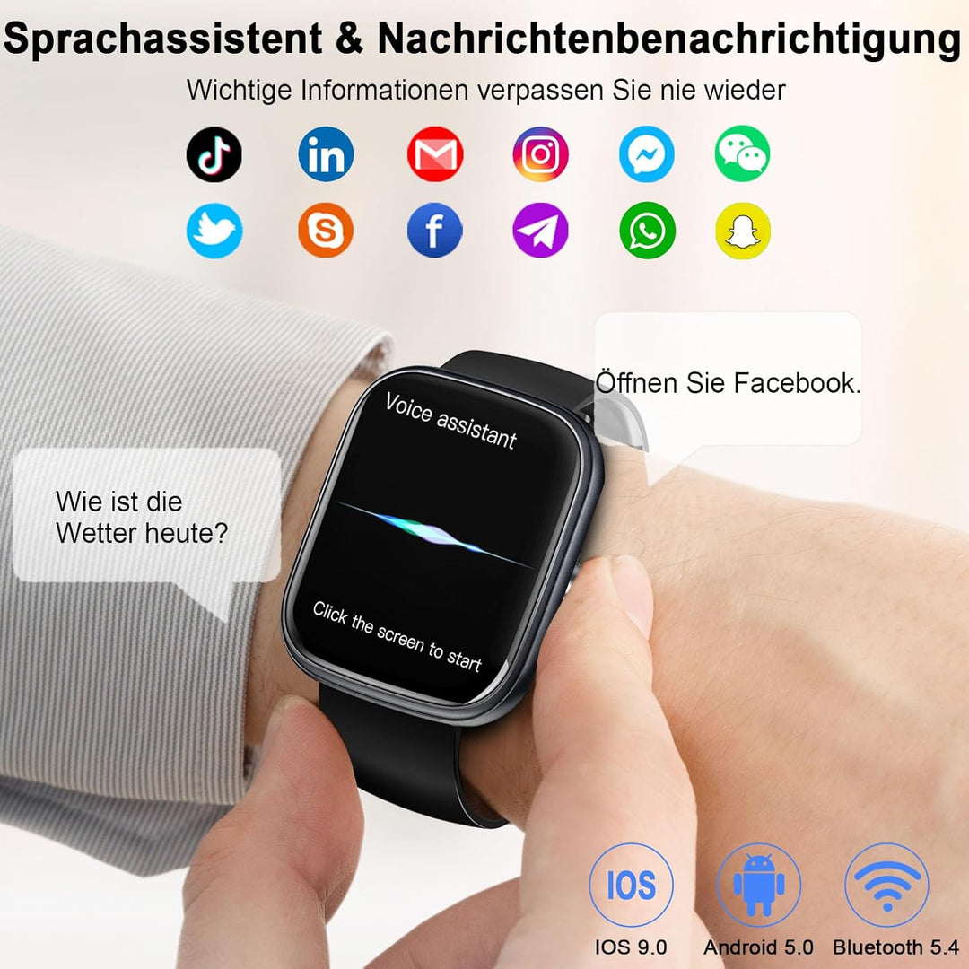 Motast Smartwatch Herren Damen,2026 1,91" HD Smart Watch Damen Bluetooth-5.4-Anrufe,110+ Sportmodi F
