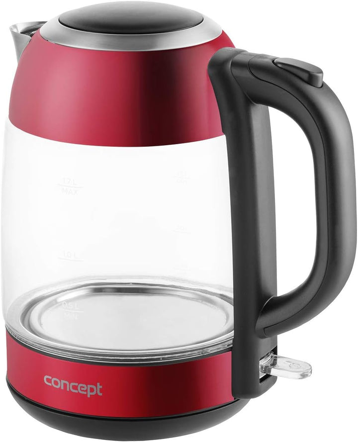 CONCEPT Hausgeräte Glas wasserkocher mit 1,7 L Fassungsvermögen, mit Filter