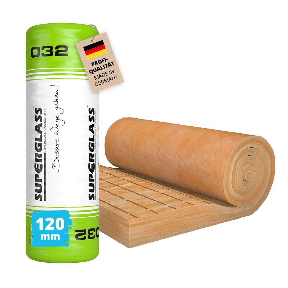 Superglass Klemmfilz KF 4 WLG032 – 3300 mm x 1250 mm x 120 mm (4,12 m²) | Profi-Qualität - Glaswolle