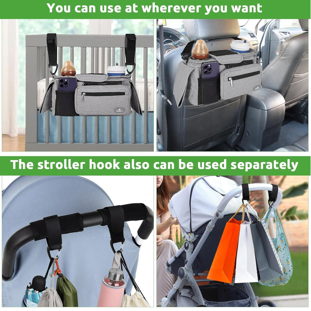 Philorn Kinderwagen Organizer mit Isolierten Getränkehalter/Kaffeehalter, Universal Buggy Kinderwage