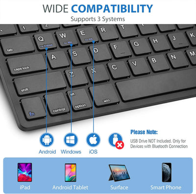 ProCase Universal Wireless US-English Keyboard (QUERTY-US Layout) for MacBook, Tablets, PC, Laptop,