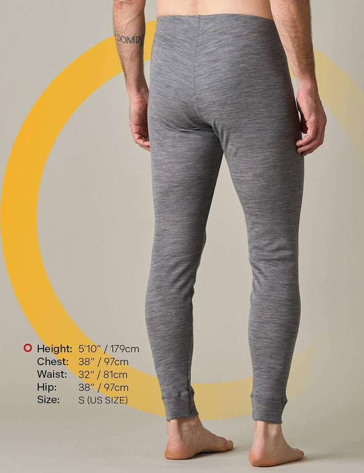APASA Herren 100% Merinowolle Thermounterhosen, Premium Merino Wolle Unterhosen Thermounterwäsche (M