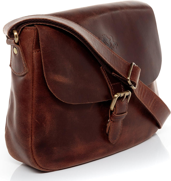 SID & VAIN Schultertasche Yale aus Premium Leder I Handtasche Schultergurt für Damen I Umhängetasche