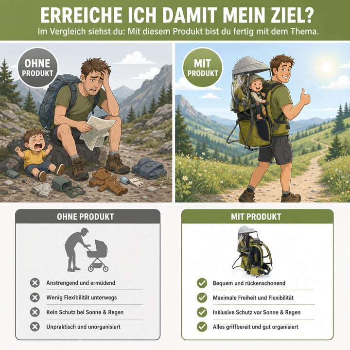 Fillikid Rückentrage Explorer Elite Exklusiv | Kindertrage für Wandern & Reise | Babytragerucksack m