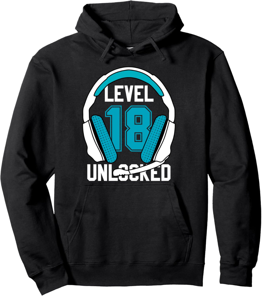 18. Geburtstag Cooles Gamer Jungen Männer Level 18 Unlocked Pullover Hoodie