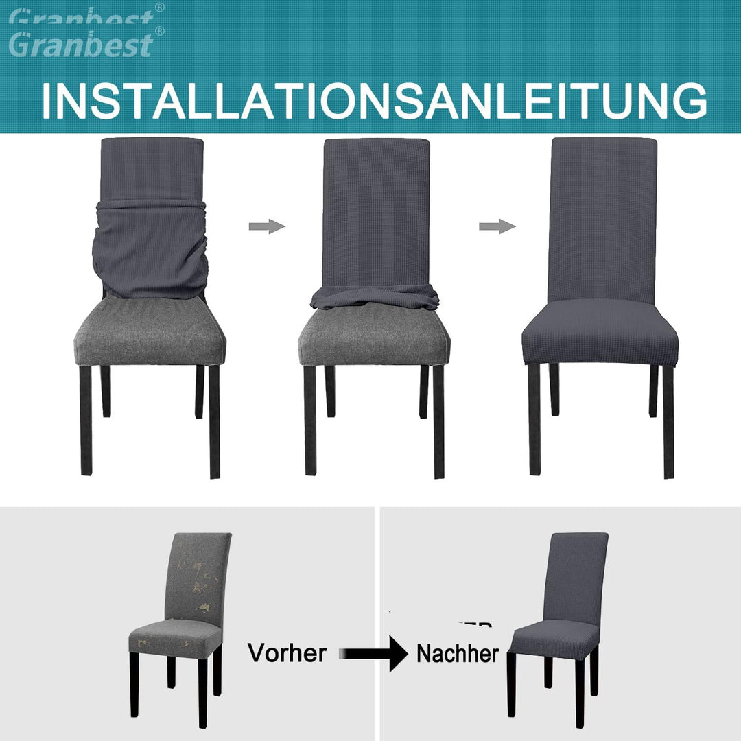 Granbest Premium Wasserdicht Esszimmerstuhl Abdeckungen Satz Von 6, Elastische Hohe Zurück Stuhlhuss
