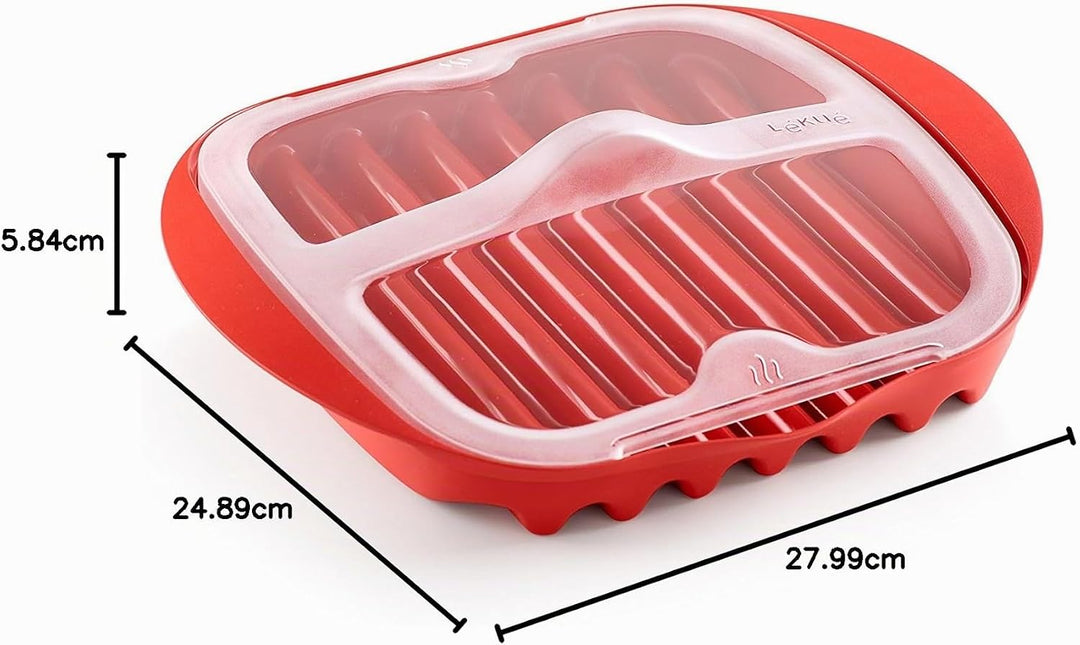 Lékué Microwave Bacon Cooker, rot, 28,2 x 6 x 24,9 cm