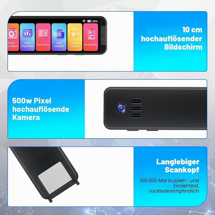 Scan Übersetzerstift, Online 134 Sprachen Scan Reader Pen Lesestift, 4 Zoll Touchscreen Übersetzungs