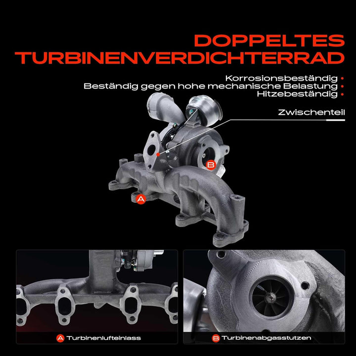 Frankberg Turbolader Kompatibel mit Golf IV 1J1 1.9 TDI 1.9 TDI 4.m.o.t.i.o.n 2000-2005 B.o.r.a 1J2