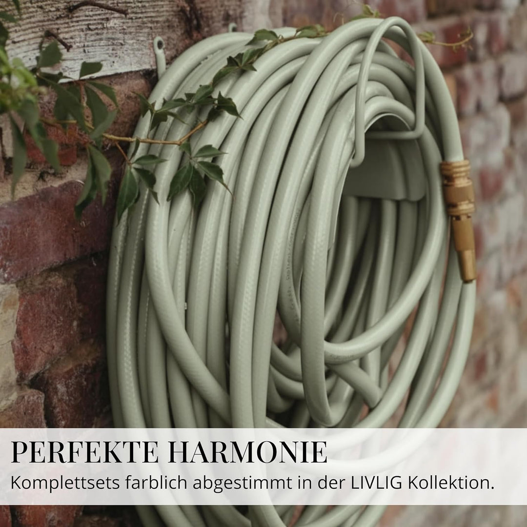 Livlig53 Gartenschlauch Halterung für 1/2 Zoll Schläuche bis 30m aus verzinktem Stahl, Wandhalterung