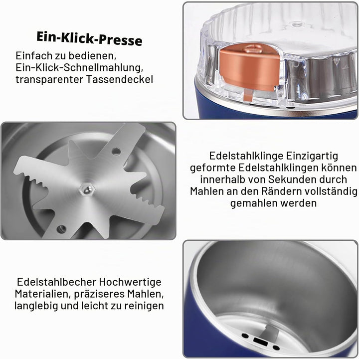 Vegena: Elektrische Kaffeemühle, Gewürzmühle, 300W, Edelstahlklinge, für Kaffeebohnen, Gewürze, Kräu