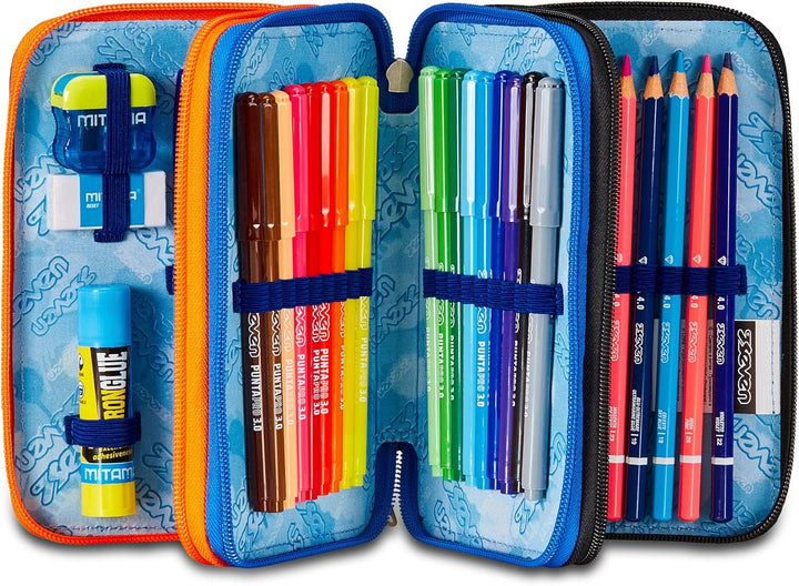 Seven Federmäppchen, Mäppchen, Mehrfarbig, Federtasche für Schreibwaren, Etui mit Stiften, Kugelschr