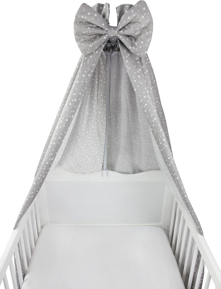 TupTam Babybett Himmel mit Schleifchen, Farbe: Sterne Grau 2, Grösse: ca. 160x240 cm ca. 160x240 cm