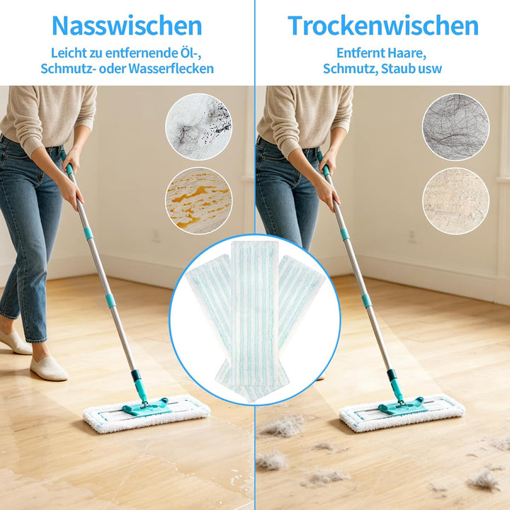 6 Stück Ersatz-Wischbezüge für Leifheit Profi XL Micro Duo/Cotton Plus, Ersatzbezug für Leifheit Bod