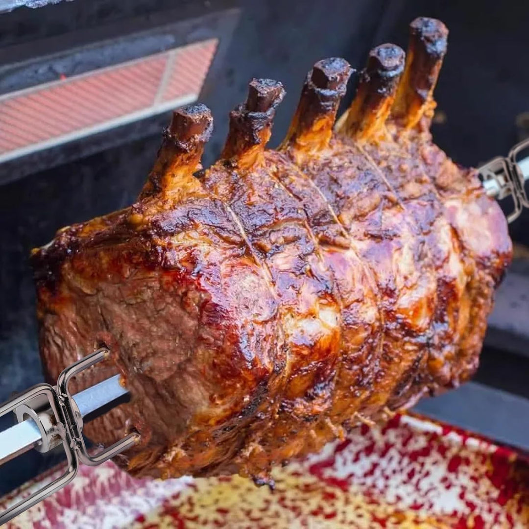 CPROSP 2 Stück Fleischnadeln Edelstahl BBQ mit Durchmesser 15mm mit Rote Schutzhülle und Feststellsc