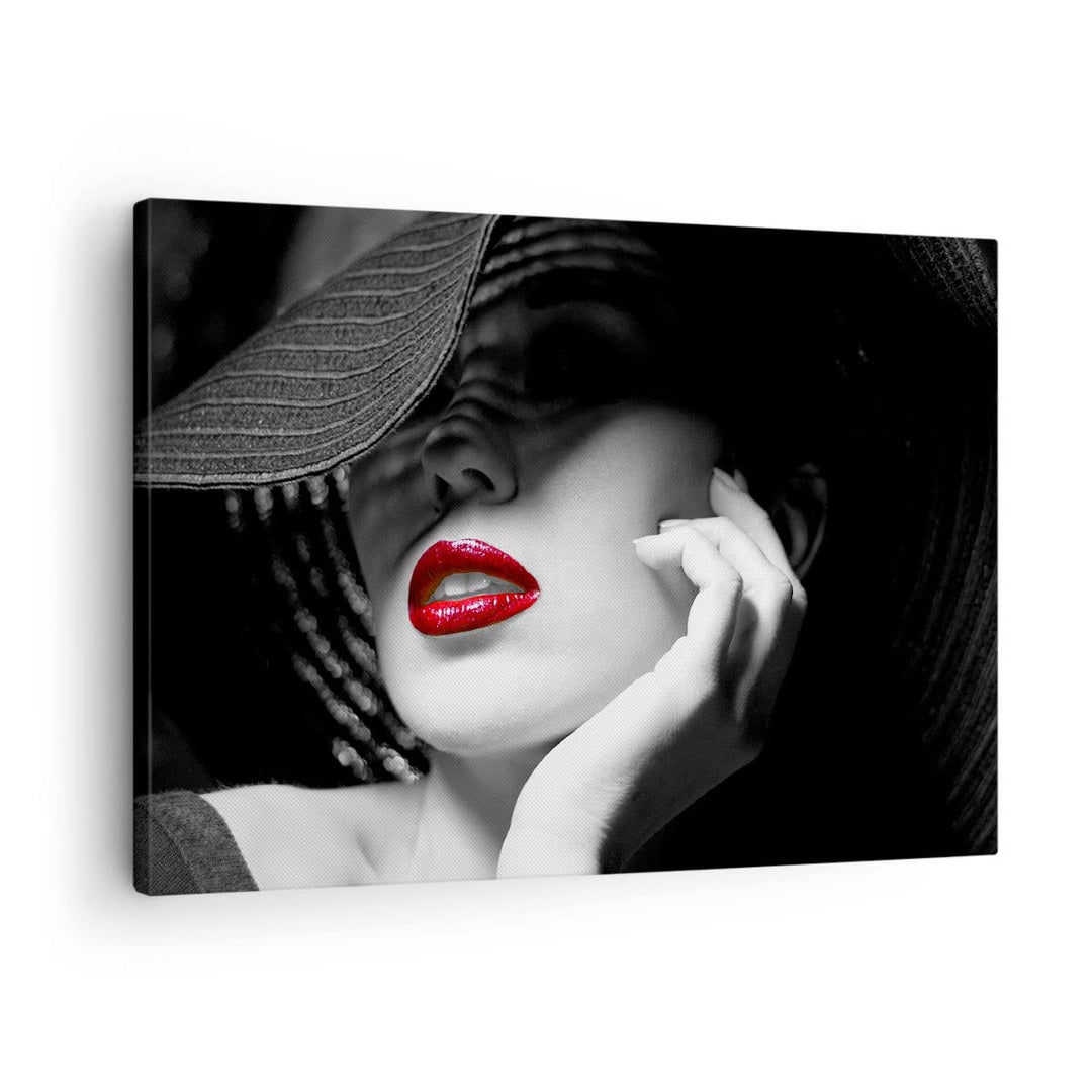 Bilder auf Leinwand Frau Gesicht Lippen Leinwandbild mit Rahmen 70x50cm Wandbilder Dekoration Wohnzi