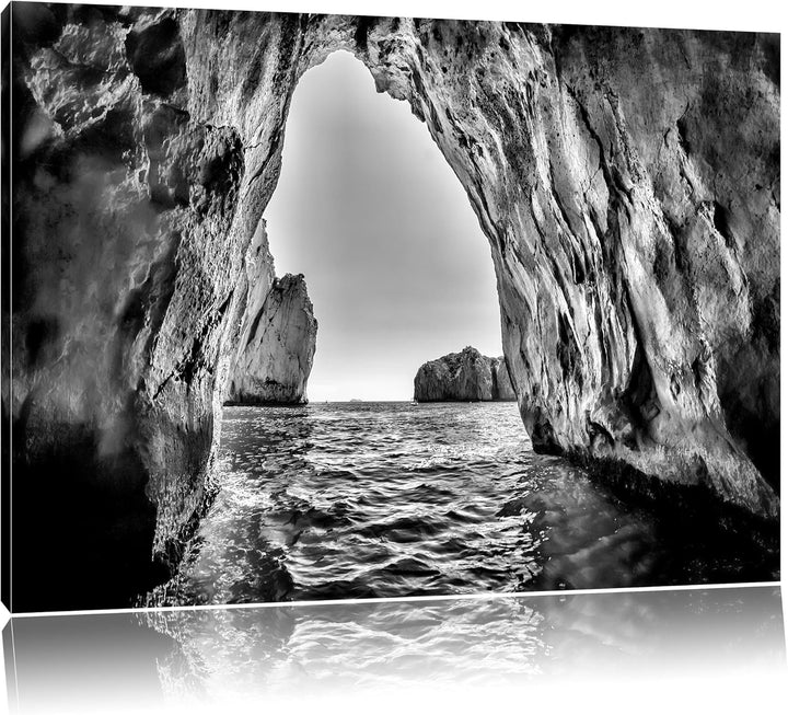 Pixxprint Felstor im Meer als Leinwandbild/Grösse: 100x70 cm/Wandbild/Kunstdruck/fertig bespannt, 10