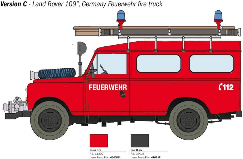 ITALERI 3660S - 1:24 Land Rover Fire Truck , Modellbau, Bausatz, Standmodellbau, Basteln, Hobby, Kle