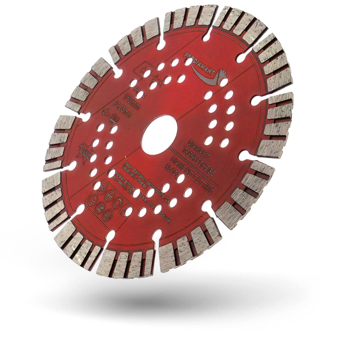 PRODIAMANT Turbo Diamant-Trennscheibe Beton 150mm x 22,23 mm Segmenthöhe 12mm 150/22,23mm, 150/22,23