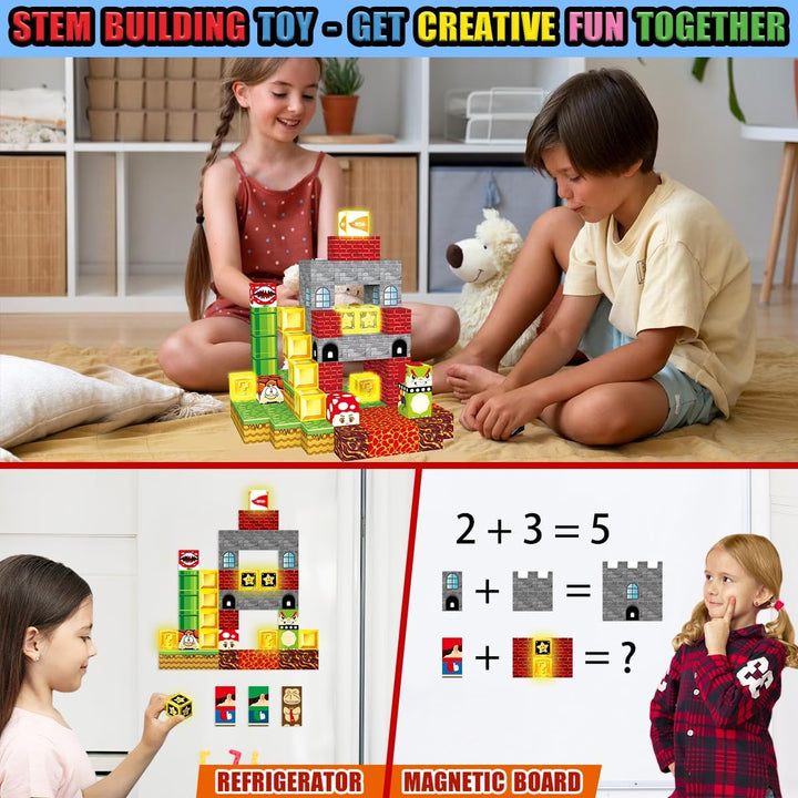 Magnetische Bausteine 200 Stück 2.5CM Baue Magnetische Blöcke Spiel Abenteuer Welt Magnetspielzeug M