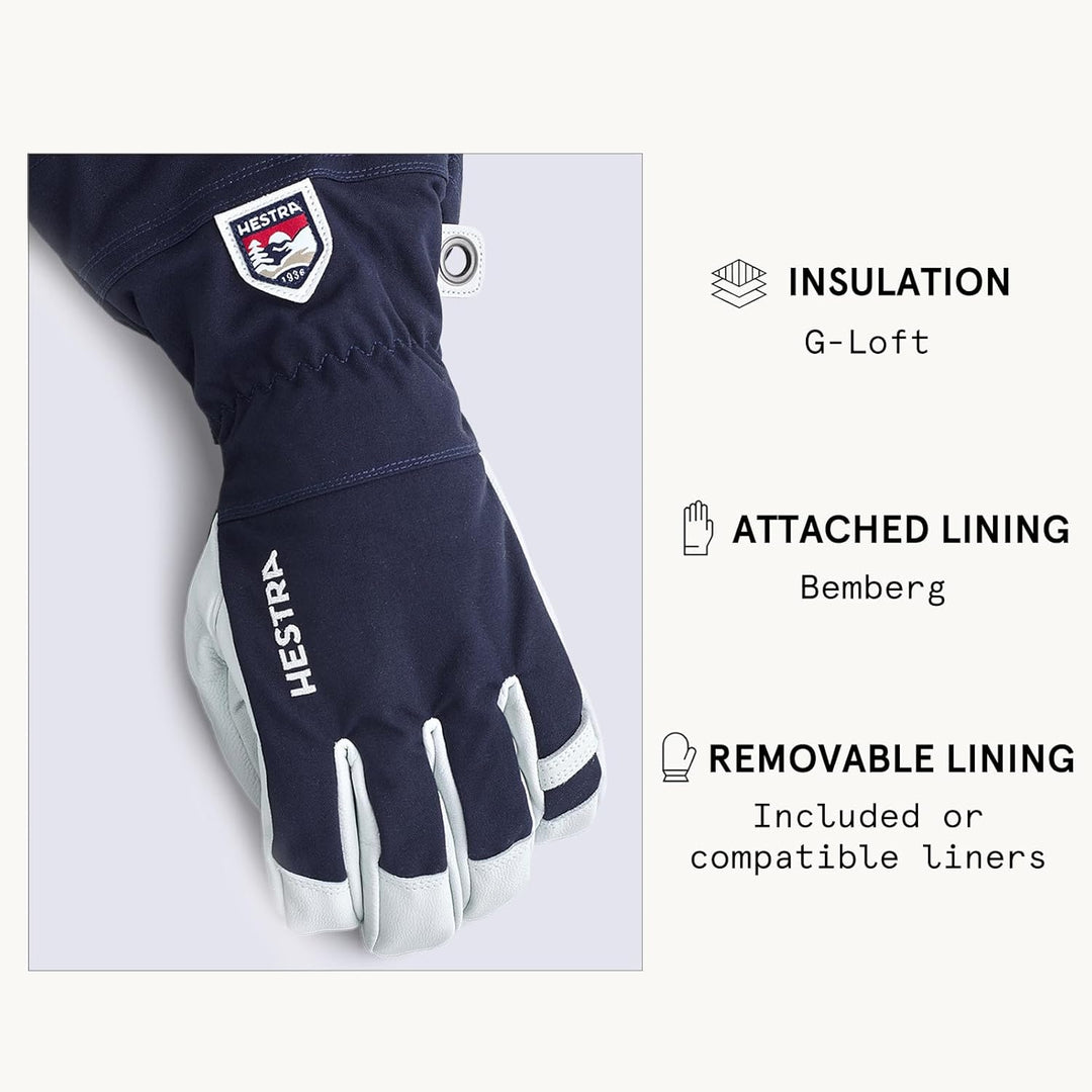 HESTRA Army Heli 5-Finger-Skihandschuh für Herren, Leder 7 navy, 7 navy