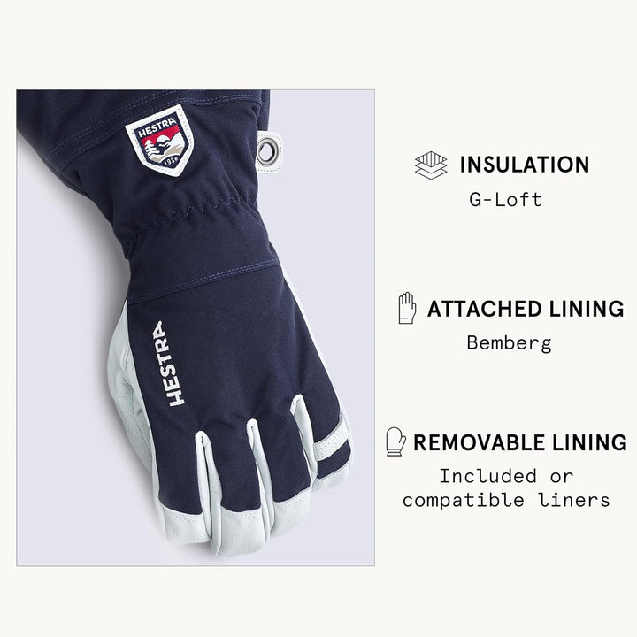 HESTRA Army Heli 5-Finger-Skihandschuh für Herren, Leder 7 navy, 7 navy