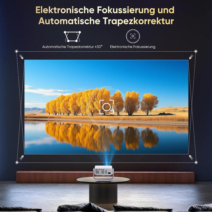 Wielio Smart Beamer, Heimkino Beamer mit integrierter App, 4K Unterstützung, WLAN&BT, 120° verstellb