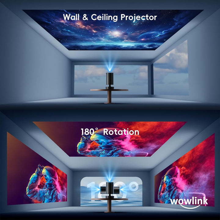 Mini Beamer 4K Unterstützt mit WiFi 6 BT5.4 integrierten Apps Android 14 TV | Projektor‌ mit Auto Ho