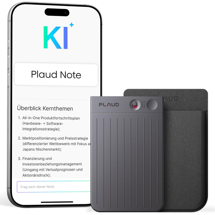 Plaud Note KI Digitales Diktiergerät mit Hülle - 64 GB Aufnahmegerät mit KI-Technologie zum Transkri
