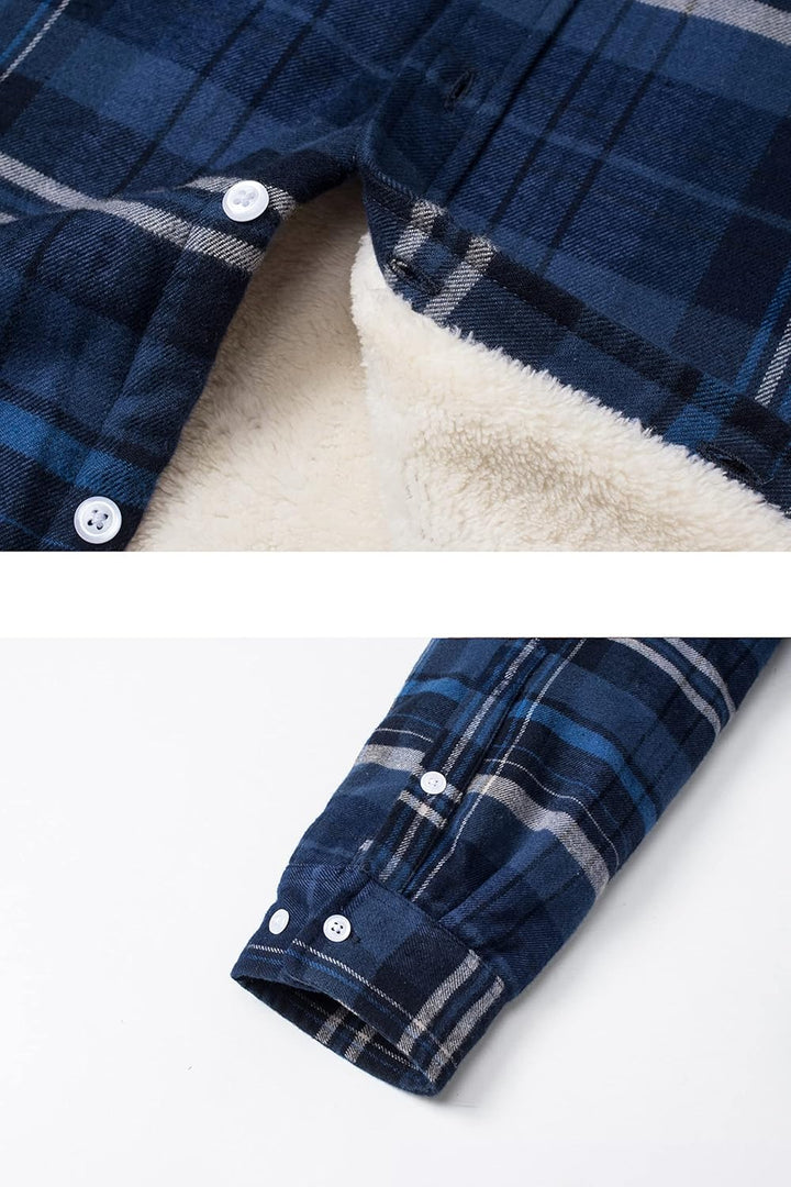 TACVASEN Herren Fleece Thermohemd Warm Flanellhemd Holzfällerhemd Winter Innenfleece Jacke S Blau Gr