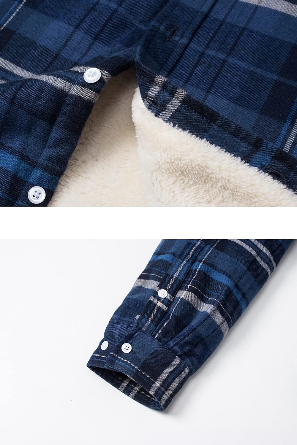 TACVASEN Herren Fleece Thermohemd Warm Flanellhemd Holzfällerhemd Winter Innenfleece Jacke XL Blau G