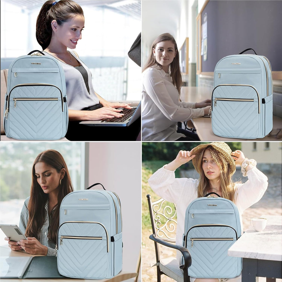 VANKEAN 15.6 Zoll Laptop Rucksack Damen, Hohe Schulrucksack Wasserdicht Damen Herren Arbeitstasche m