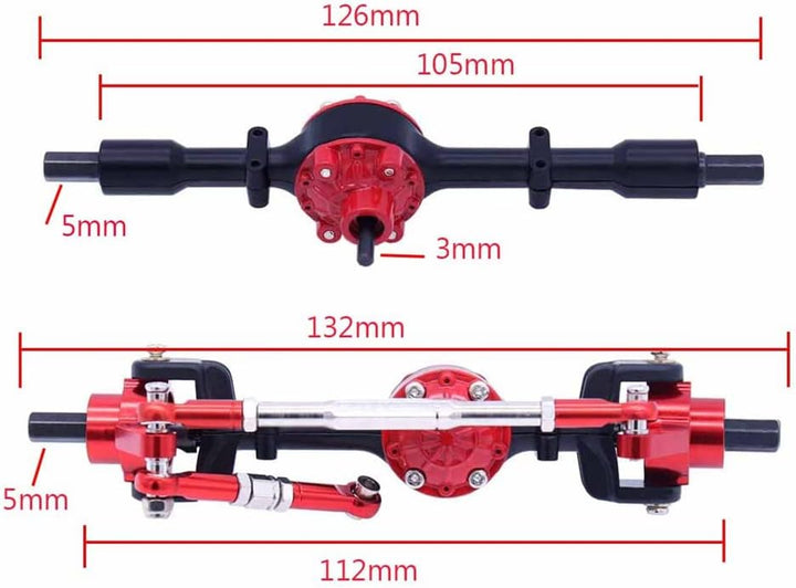 Iegefirm Metall-Vorder- und Hinterachsen-Set für C14 C24 C34 C44 B14 B24 1/16 RC Car Upgrades Teile
