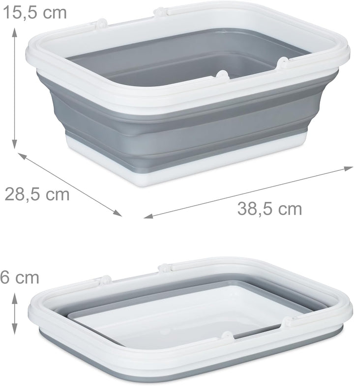 Relaxdays Faltkorb mit Henkel, 8 L, tragbarer Picknickkorb, Camping & Abwasch, HxBxT: 15,5 x 38,5 x