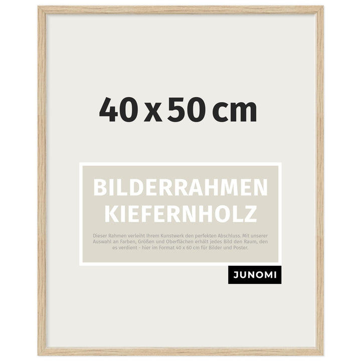 JUNOMI® Bilderrahmen 40 x 50 cm Holz | Farbe Eiche | Bilderrahmen Eiche mit bruchsicherem Acryl-Glas