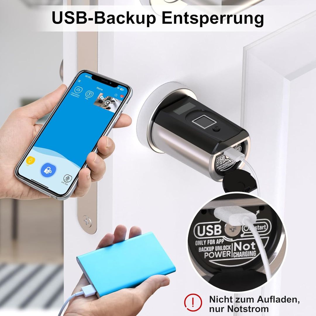 WELOCK SECBN51 Fingerabdruck Schloss mit App, RFID-Karte Transponder und WiFi, Fingerabdruck Türschl